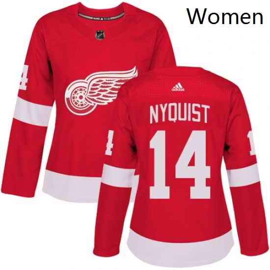 Womens Adidas Detroit Red Wings 14 Gustav Nyquist Premier Red Home NHL Jersey